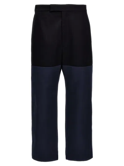 Thom Browne Unconstructed Colorblock Trousers In Black