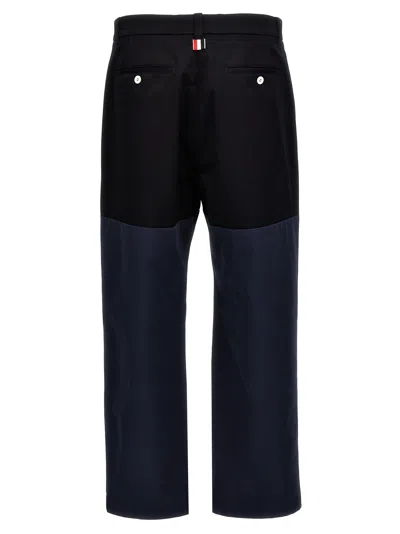 Thom Browne Unconstructed Colorblock Trousers In Black