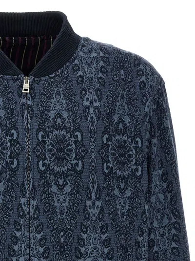 Etro Jacquard Bomber Jacket In Blue