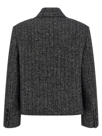 Dolce & Gabbana Double-breasted Wool Blazer In Charcoal