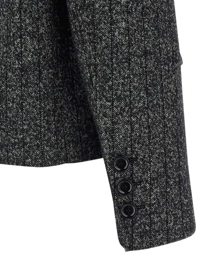 Dolce & Gabbana Double-breasted Wool Blazer In Charcoal
