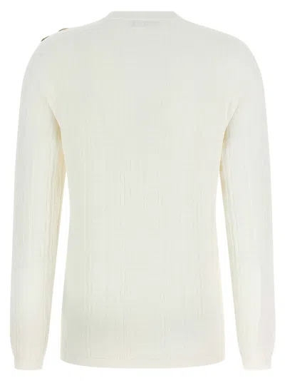 Balmain Monogram Button-embellished Sweater In Neutral