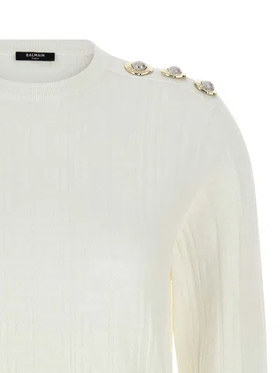 Balmain Monogram Button-embellished Sweater In Neutral