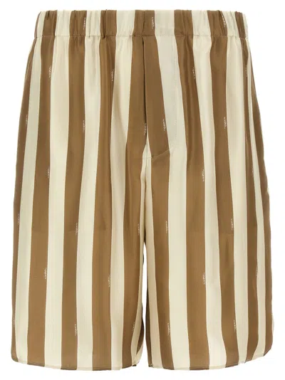 Fendi Printed Silk Bermuda Shorts In Red