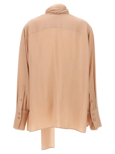 Givenchy Pussy Bow Silk Blouse In Beige