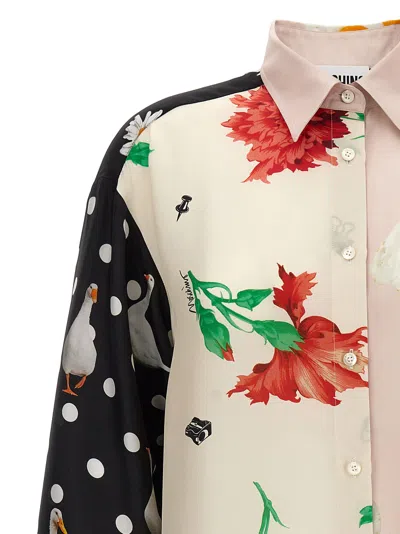 Moschino Patchwork Silk Print Shirt In Multi
