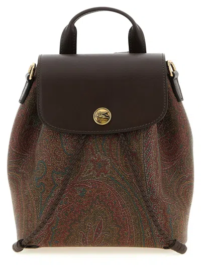 Etro Brown Essential Small Backpack In Pattern