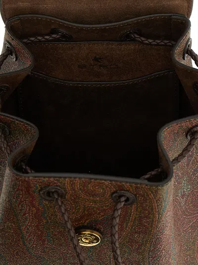 Etro Brown Essential Small Backpack In Pattern