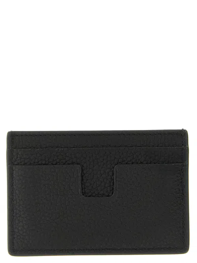 Tom Ford Hammered Leather Card Case In Black