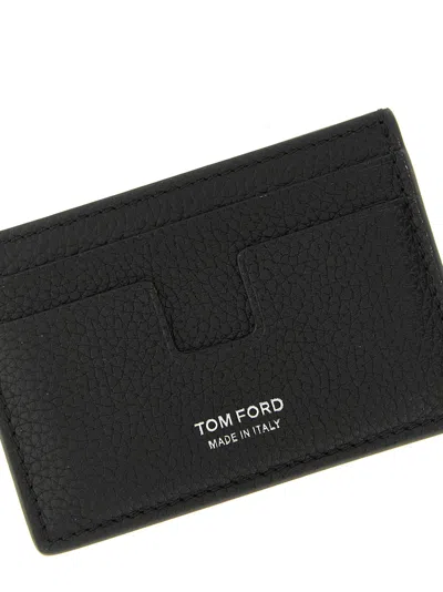 Tom Ford Hammered Leather Card Case In Black