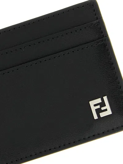 Fendi Leather Card Case In Black