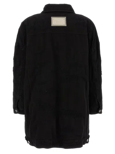 Dolce & Gabbana Used-effect Denim Jacket In Black