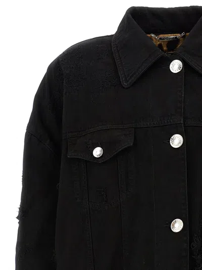 Dolce & Gabbana Used-effect Denim Jacket In Black