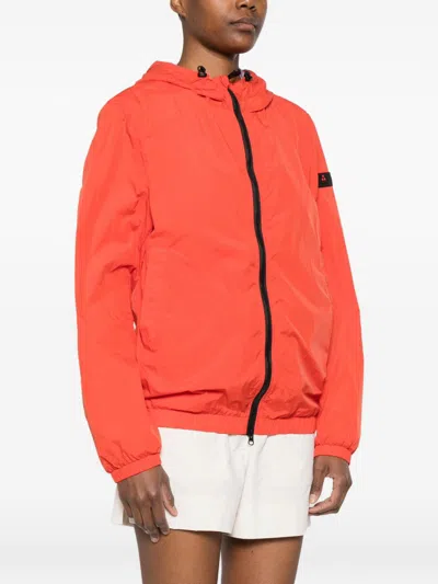 Peuterey Nigle Hooded Blouson Jacket Elasticated Cuffs Hem In Red