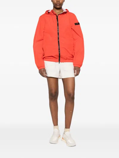 Peuterey Nigle Hooded Blouson Jacket Elasticated Cuffs Hem In Red