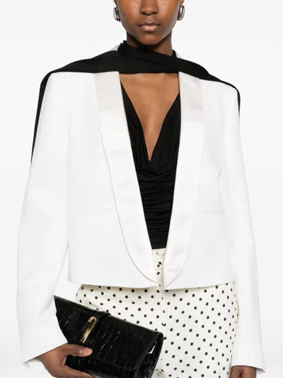 Tom Ford Wool Tuxedo Blazer In White