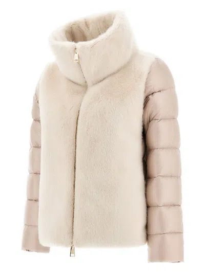 Herno Quilted Wool & Down Down Jacket In Cream