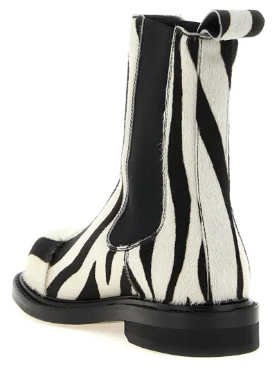 Moschino Zebra Pattern Ankle Boots Elastic Panels In Black