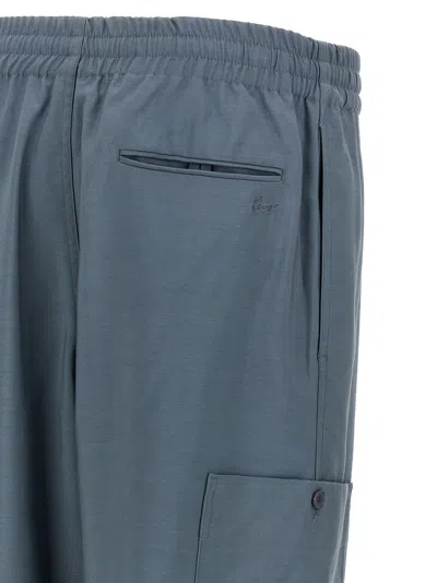 Kenzo Viscose-wool Blend Cargo Pants In Gray