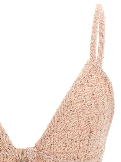 Alessandra Rich Sequin-embellished Wool Blend Tank Top In Pink