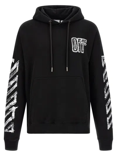 Off-white Motion Arrow Skate Black Cotton Hoodie With Distinctive Graphic Prints In Black