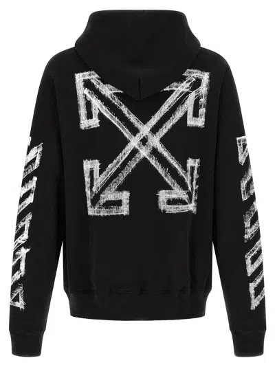 Off-white Motion Arrow Skate Black Cotton Hoodie With Distinctive Graphic Prints In Black