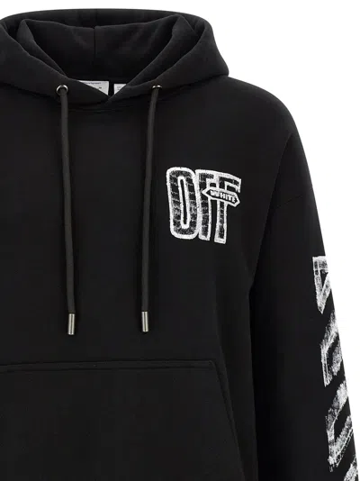 Off-white Motion Arrow Skate Black Cotton Hoodie With Distinctive Graphic Prints In Black