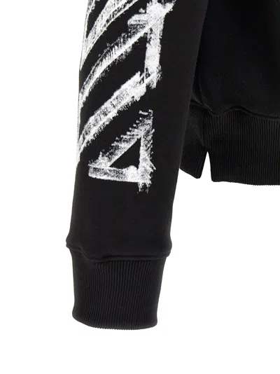 Off-white Motion Arrow Skate Black Cotton Hoodie With Distinctive Graphic Prints In Black