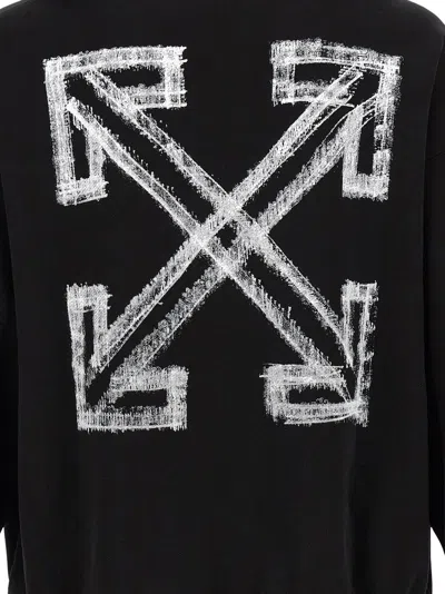 Off-white Motion Arrow Skate Black Cotton Hoodie With Distinctive Graphic Prints In Black