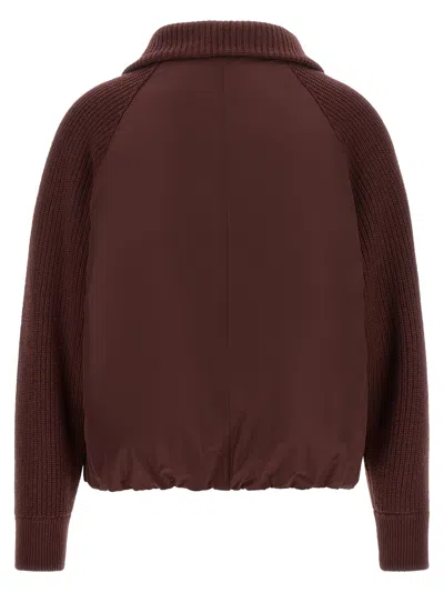 Brunello Cucinelli Down Jacket In Burgundy
