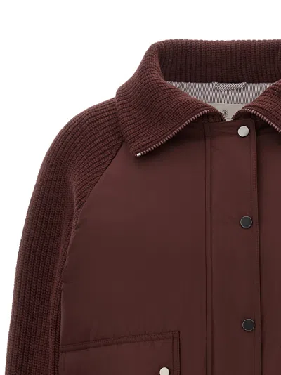 Brunello Cucinelli Down Jacket In Burgundy