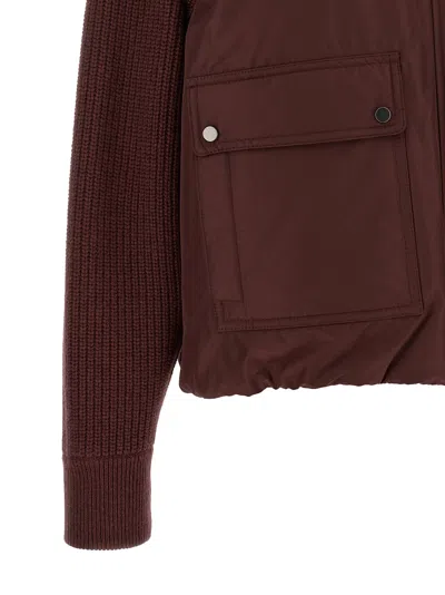 Brunello Cucinelli Down Jacket In Burgundy