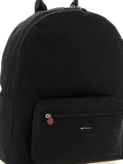 Kiton Technical Canvas Backpack In Black