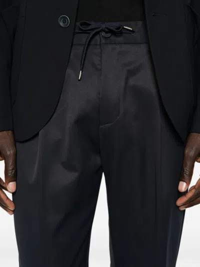 Herno Satin Drawstring Trousers In Navy