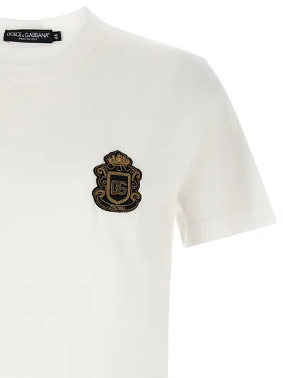 Dolce & Gabbana Heraldic Patch Short Sleeve T-shirt Size 48 In White
