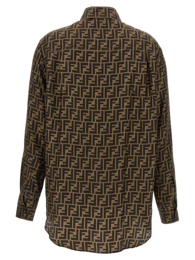 Fendi Ff Monogram Shirt In Tan