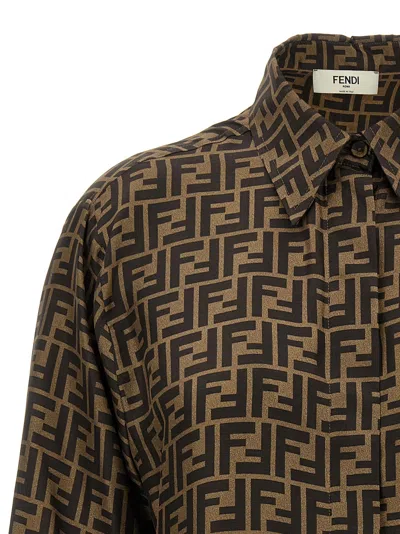 Fendi Ff Monogram Shirt In Tan
