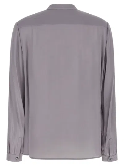 Tory Burch Georgette Bow Blouse In Grey