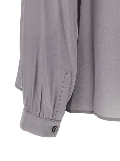Tory Burch Georgette Bow Blouse In Grey