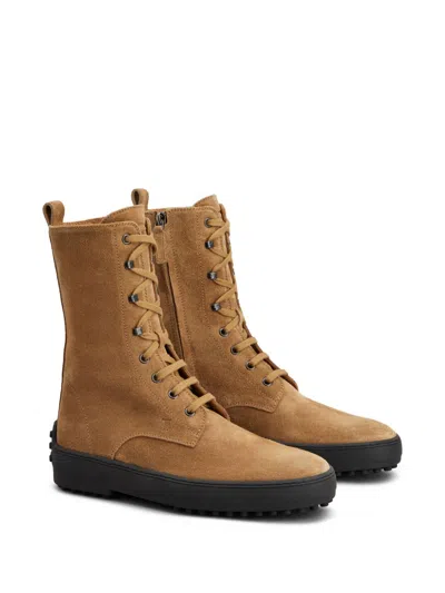 Tod's Suede Ankle Boots Featuring Pull Tab In Brown