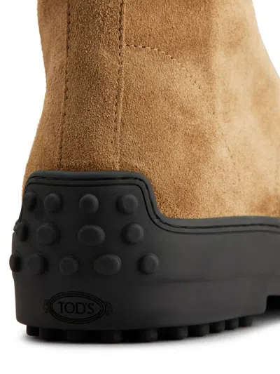 Tod's Suede Ankle Boots Featuring Pull Tab In Brown