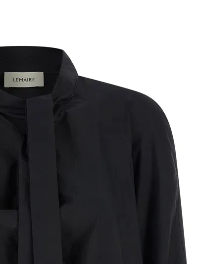 Lemaire Cotton-silk Blend With Knotted Scarf Blouse In Black