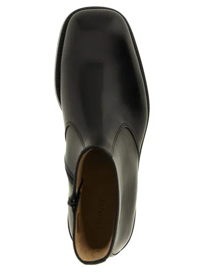 Lemaire Square-toe Leather Ankle Boot In Black