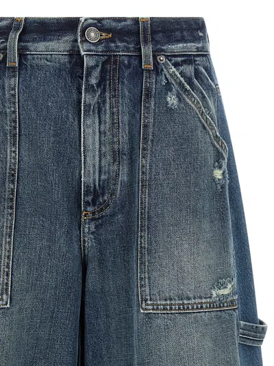 Dolce & Gabbana Patchwork Denim Bermuda Shorts In Blue