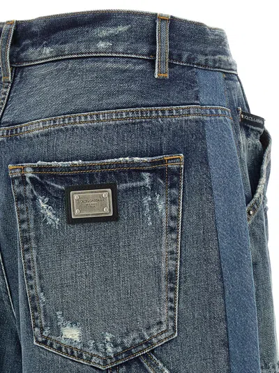 Dolce & Gabbana Patchwork Denim Bermuda Shorts In Blue
