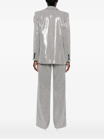 Ermanno Firenze Sequin-embellished Houndstooth Blazer In Silver