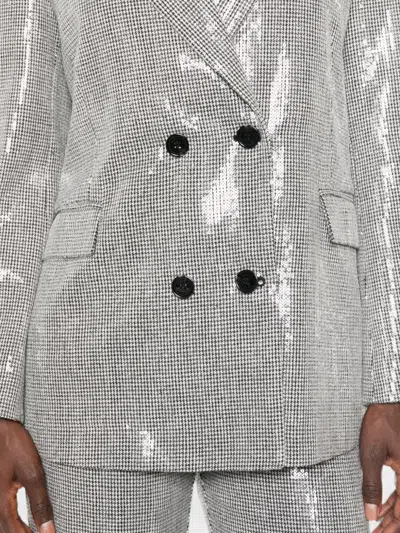 Ermanno Firenze Sequin-embellished Houndstooth Blazer In Silver
