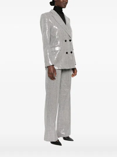 Ermanno Firenze Sequin-embellished Houndstooth Blazer In Silver