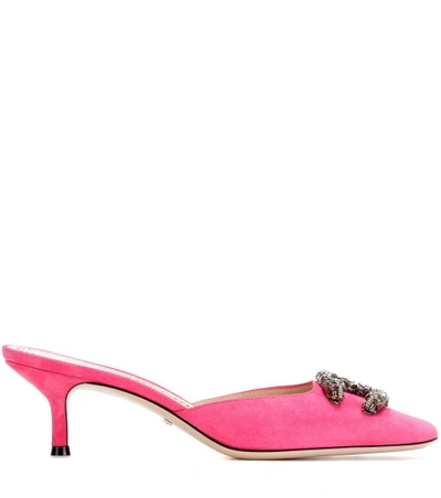 Shop Gucci Dionysus Suede Kitten Heels In Pink