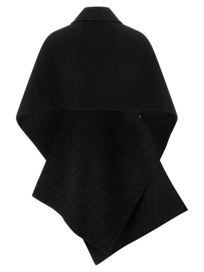 Fendi Double Wool Cape In Black